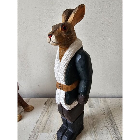 Wooden jointed bunny rabbit shabby chic unique Easter spring decor vintage style - Picture 1 of 9